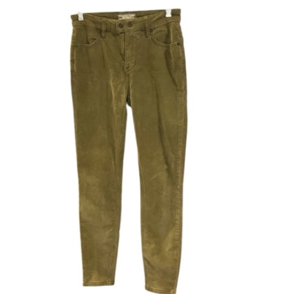 Free People Olive Corduroy Pants Diagonal Cord Sz 24